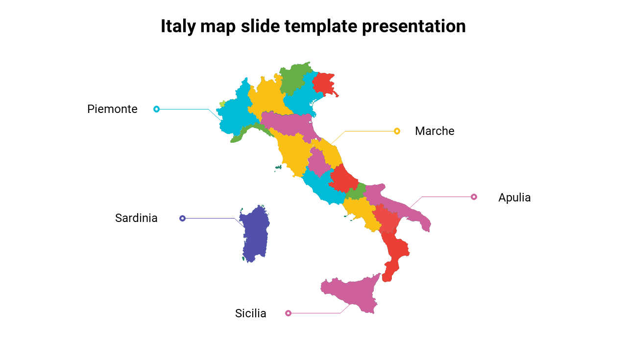 Italy map slide template presentation model